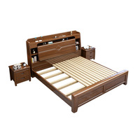 Nouveau lit de rangement moderne en bois d'acajou avec cadre de lit réglable, écologique et durable