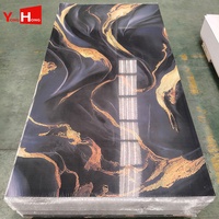 Panneau mural en PVC UV effet marbre, aspect pierre brillant, revêtement intérieur pour chambre, hall, espace commercial