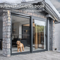 Porte coulissante moderne en alliage d'aluminium, double vitrage, verre trempé, pour patio, balcon, porte extérieure de villa