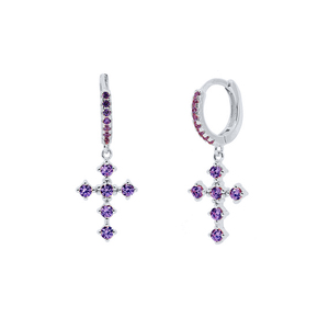 Pendientes de Cruz de Plata de Ley S925 con Diamantes, Tendencia de Moda 2021, Combinan con Todo - Product Image 3