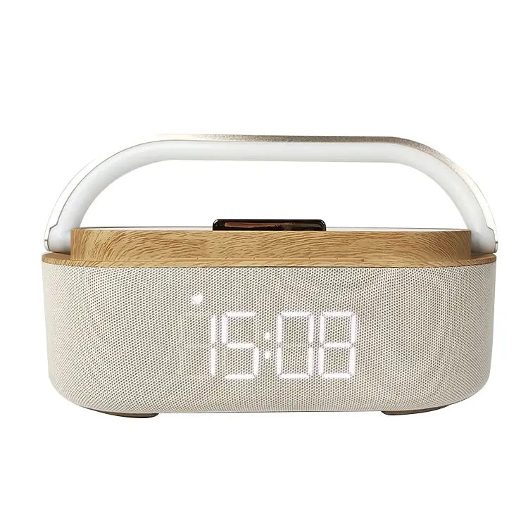 Alarm Clock Bluetooth Speaker 15W Wireless Charger LED Smart Digital Clock USB Fast Charger Desktop Clock with Fm Radio