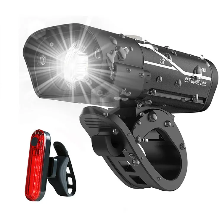 5 Modes USB Rechargeable Side Warning Flashlight Waterproof Front & Back Safety Bike Lamp 250 Lumens Bicycle Light