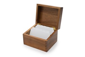 Boîte à recettes rectangulaire en bois sculpté avec cartes, séparateurs et couvercle porte-téléphone pour le stockage alimentaire - Product Image 4