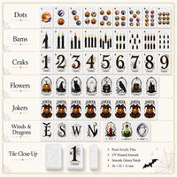 En stock : Ensemble de Mahjong américain gothique Halloween Corbeau Citrouille avec tuiles en acrylique marbré perlé (152/160 pièces) et boîte de rangement