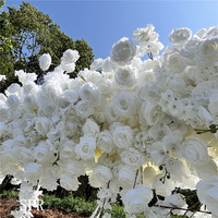 Bunga Kain Sutra Buatan SPR Mawar Hydrangea Tanaman Hijau Dinding Bunga Latar Belakang Gaya Bohemian Pesta Hari Ibu Natal