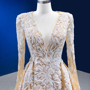 Jancember RSM67562 Robes de soirée brodées en dentelle à col en V pour femmes avec traîne détachable - Product Image 2