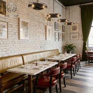 <span class=keywords><strong>Table</strong></span> et chaises de restaurant vintage en pierre frittée carrée, <span class=keywords><strong>avec</strong></span> banquette en cuir, pour usage commercial - Product Image 4