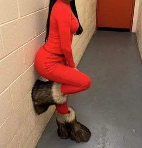 Viviblook Z0129BT01 Calzado de Lujo para Mujer, Botas de Piel con Forro de Peluche, Botas de Nieve Cálidas y Esponjosas, Estilo Y2K - Product Image 3