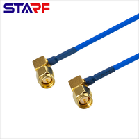 Kabel Pigtail RG402 1M 3M 5M Frekuensi Tinggi 18GHz RG402 Biru Semi-fleksibel VSWR Baik SMA Sudut Kanan Male ke Male