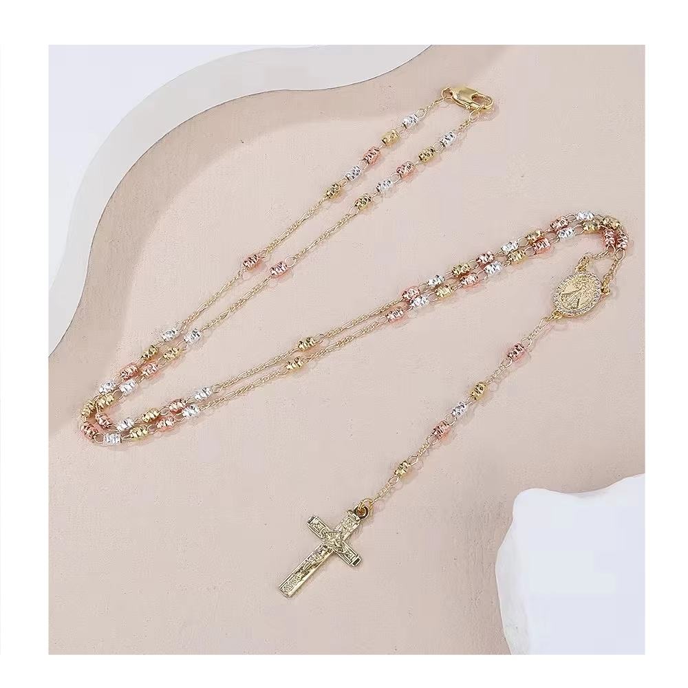 Wholesale 4mm Tricolor Catholic Religious Beads Rosary Cross Virgen De  Guadalupe Gold Plated Zircon Main Stone Christian Type