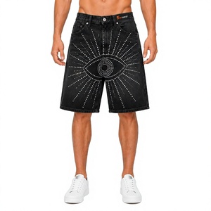 Shorts en jean décontractés pour hommes, vente en gros, sur mesure, taille haute, déchirés, d'été, coupe slim, en coton extensible, tendance - Product Image 1
