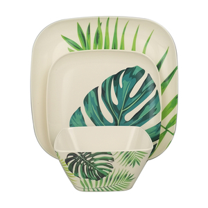 Piatto da portata quadrato in melamina a tema estivo tropicale da 8 pollici <span class=keywords><strong>per</strong></span> colazione e antipasti - Product Image 4