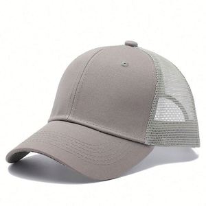 Casquettes de baseball unisexes en coton pas chères en gros, en stock, pour le printemps et l'été, casquettes de baseball en coton à 6 panneaux avec maille pour l'extérieur - Product Image 3
