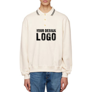 Sweat-shirt pour homme décontracté de rue, col rabattu, bouton, ample, de haute qualité, polaire, épaules tombantes, sweat-shirts à capuche pour homme - Product Image 1