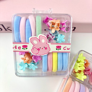 Set de Cintas y Pinzas para el Cabello para Niñas, Colores Dulces, Anillos para el Cabello, Accesorios para Bebés, Uso Diario, Diseño Geométrico y de Dibujos Animados - Product Image 4