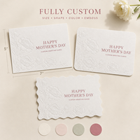 Cartes de vœux florales en relief pour malvoyants, design élégant pivoine, papier texturé mat, cartes personnalisées pour la fête des Mères, remerciements et invitations