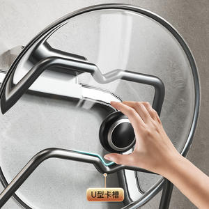 ที่วางฝาหม้อแบบติดผนัง ชั้นวางหลายชั้น ไม่ต้องเจาะผนัง สำหรับใช้ในครัว - Product Image 2