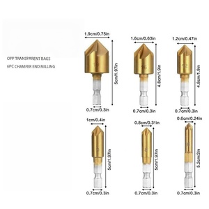 5 sáo mũi khoan mũi Khoan Hex Shank, ti-tráng gỗ chamfering công cụ thiết lập 6-19mm cho gỗ cứng nhôm - Product Image 5