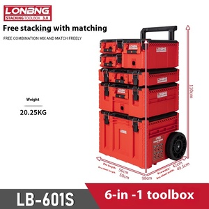 Chariot à outils mobile multifonctionnel à 6 niveaux empilables de qualité industrielle <span class=keywords><strong>Longbang</strong></span>, boîte à outils électrique pour voitures OEM - Product Image 5