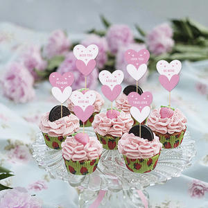 12PCS Saint Valentin gâteau carte Sweet love Cake Toppers décoration <span class=keywords><strong>de</strong></span> gâteau mariage fiançailles fête d'anniversaire - Product Image 4