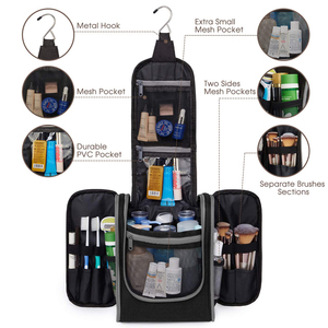 Bolsa <span class=keywords><strong>de</strong></span> Aseo Colgante para Viaje, Organizador <span class=keywords><strong>de</strong></span> Cosméticos Grande y Duradero <span class=keywords><strong>con</strong></span> Múltiples Compartimentos, Forro Impermeable, Bolsillos Transparentes <span class=keywords><strong>de</strong></span> PVC - Product Image 2