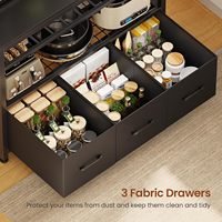 Étagère de boulanger avec prise électrique intégrée, 35,4 pouces, meuble de bar à café, support pour micro-ondes, armoire de cuisine, vitrine, éclairage LED, casier à vin en métal