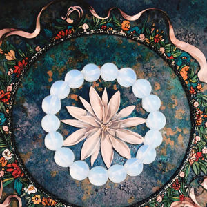 ลูกปัดหินธรรมชาติคุณภาพสูง สร้อยข้อมือโบฮีเมียนทรงกลม สำหรับงานครบรอบทางพุทธศาสนา ขนาด 4/6/8/10/12 มม. โอปอลไลท์ - Product Image 3