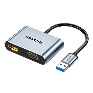 <span class=keywords><strong>สาย</strong></span>แปลง SAMZHE Alloy USB3.0 เป็น <span class=keywords><strong>HDMI</strong></span>/<span class=keywords><strong>VGA</strong></span> สำหรับเชื่อมต่อแล็ปท็อปกับทีวี โปรเจคเตอร์ เพื่อขยายความละเอียด HD - Product Image 1