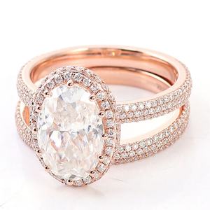 Anillo Apilable de Joyería de Lujo, Oro Rosa de 10k, 14k, 18k, Anillo de Diamantes Moissanite DEF VVS, Conjunto de Anillos de Boda para Mujer, Regalo de Aniversario - Product Image 2