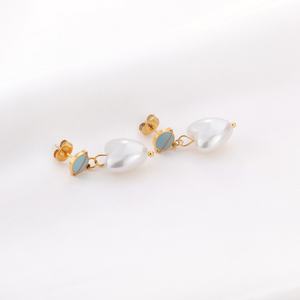 Boucles d'oreilles créoles pendantes plaquées or pour femmes, ornées de perles et de diamants, accessoires de bijouterie - Product Image 5