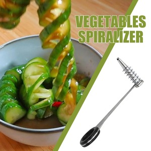 Lame de coupe en spirale pour concombre, carotte, pomme de terre, couteau à légumes en spirale, outil de cuisine, boucleur en acier inoxydable, accessoire de cuisine portatif - Product Image 6