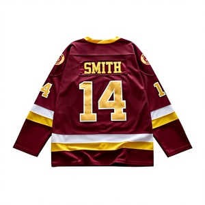 Maillot de hockey sur glace sublimé à manches longues et col en V pour homme, en polyester respirant, coupe régulière pour adulte, prix de gros - Product Image 2
