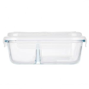 Glass <b>Lunch</b> <b>Box</b> 2 <b>Compartments</b> With Cutlery <b>Lunch</b> <b>Box</b> <b>Lunch</b> <b>Box</b> Containers Suitable Microwave and Dishwasher 980ML Transparent - Product Image 4