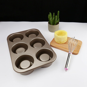 6-Cavity Sandwich Cake Mold Heavy Duty Steel Cupcake Mold Round Gold Carbon Steel Baking Pan For Home Use - Product Image 3
