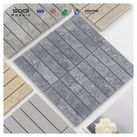 Mosaïque en porcelaine SODIMOSAIC aspect ardoise basalte ciment, motif Stirp, gris foncé, pour la fourniture de projets de luxe modernes pour villas et hôtels