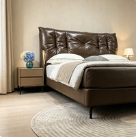 Cadre de lit rembourré avec tête de lit douce, sommier à lattes en bois, mobilier de chambre moderne pour la maison et l'hôtel