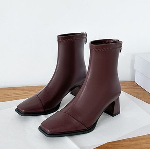 Botas De Mujer Square Toe Heels <strong>s</strong> Back Zipper <strong>Women</strong> <strong>Ankle</strong> <strong>Boots</strong> - Product Image 4