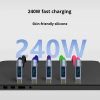 Kabel Data Silikon GL 15cm Power Bank Pendek USB-A/Type-C Braid dengan Layar Digital Real-Time, Pengisian Daya Cepat 240W untuk Ponsel