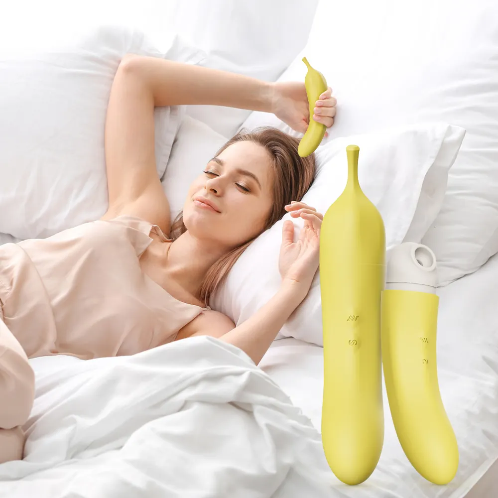 Dibe gran oferta estimuladores vaginales de coño de plátano multifunción de silicona suave resistente al agua vibradores de succión juguetes sexuales para adultos
