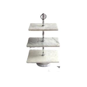 Support de gâteau rectangulaire de vente chaude avec la technique de coulée en métal d'effet de pierre de finition polonaise de poignée en aluminium pour les mariages de l'Inde - Product Image 1