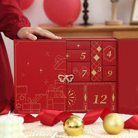 Calendario de Adviento de Lujo de 12 Días de Año Nuevo Personalizado de Yilida, Caja de Regalo Portátil de Papel Rígido con Forro de Esponja, Impresión de Embalaje