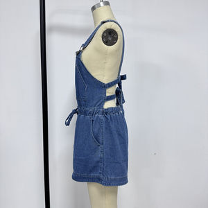 Combinaison <span class=keywords><strong>en</strong></span> <span class=keywords><strong>jean</strong></span> décontractée pour femme, style Channel, été 2026, sans manches, taille élastique, jambe large, bretelles réglables - Product Image 5