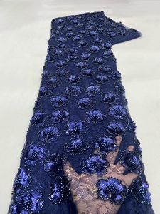 NI.AI Nouveau design Tissu en dentelle perlée <span class=keywords><strong>à</strong></span> motif floral brodé de sequins, tissu en maille de dentelle pour robe - Product Image 2