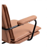 Chaise de bureau de direction en cuir PU avec appui-tête et accoudoirs réglables, pivotante, design moderne, structure en acier inoxydable pour