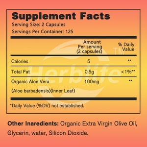 Venta Caliente OEM - Personalizable - Aloe Vera (Aloe Barbadensis) 1,000 Mg, Apoya la Salud Digestiva, 250 Cápsulas - Product Image 2