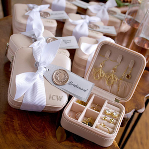 Custom Small Travel Jewelry Box in Vegan Leather Portable Luxury Jewelry Case for Bridesmaids