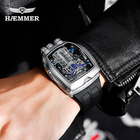 Montre de sport unisexe de luxe PINDU NH05 SEIKO Mouvement mécanique automatique Cadran carré Verre minéral Silicone Acier inoxydable