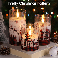 Ensemble cadeau de bougies de Noël en verre à la cire de paraffine pour la décoration de la maison de Mermei, bougies LED sans flamme de Noël