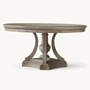 American vintage solid wood dining room furniture carved round table can be customized furniture factory direct sales