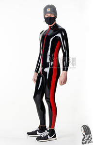 <span class=keywords><strong>Catsuit</strong></span> in lattice <span class=keywords><strong>Zentai</strong></span> con cerniera frontale 'Side-Swiper' da uomo, nero/giallo, spessore 0,4 mm - Product Image 5